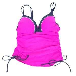 Free Country Underwire Tankini Swimsuit Top Medium 8/10 Pink Gray, Adjustable